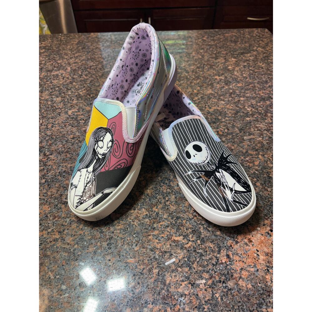 Disney The Nightmare Before Christmas Jack & Sally Slip On Sneakers Size 9.5 - Picture 10 of 13